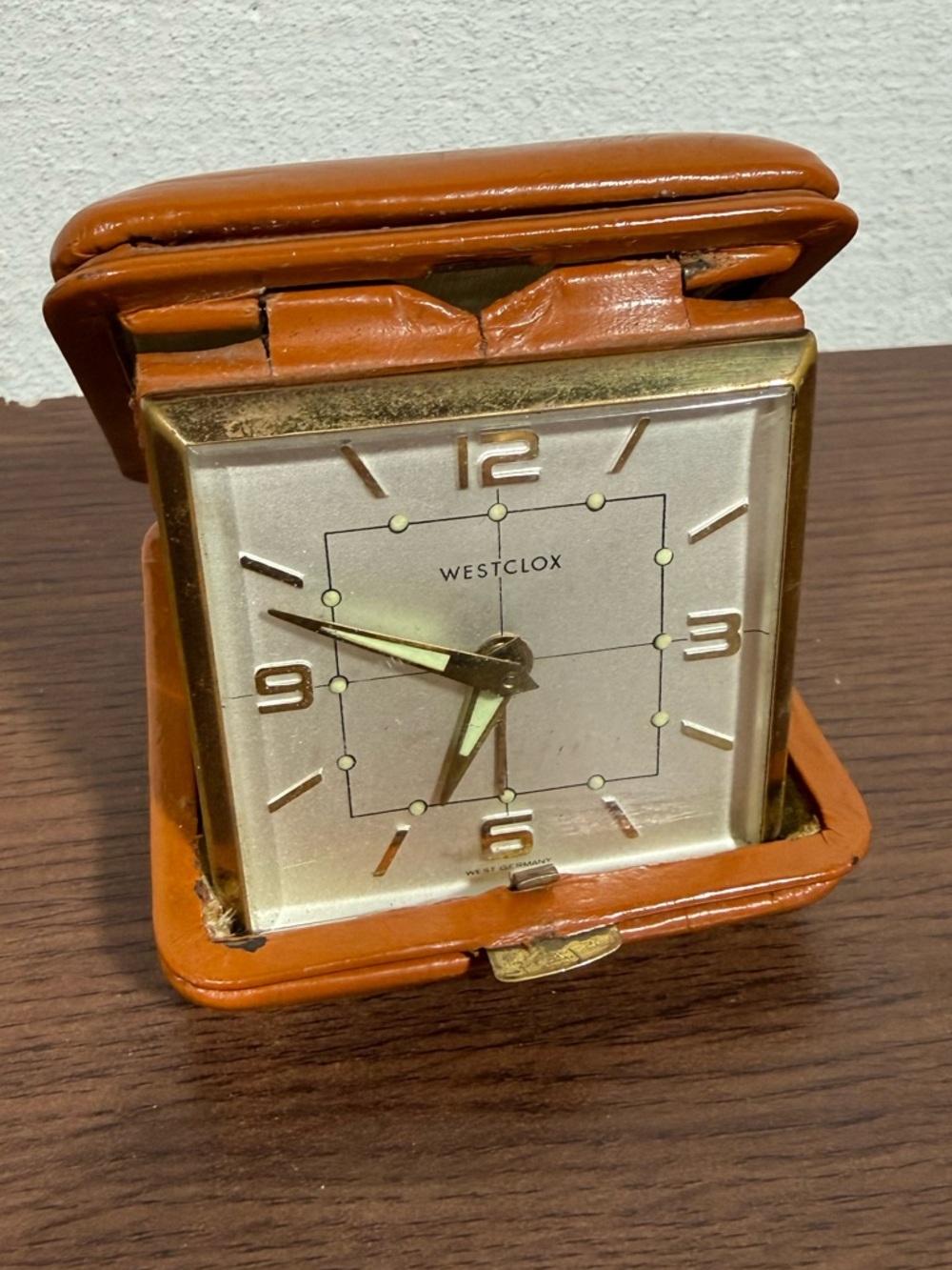 Vintage Westclox Genuine Leather Folding Alarm Clock